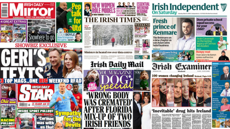 What the papers say: Saturday's front pages