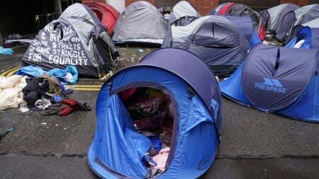 Asylum seekers pitch tents along Dublin's Grand Canal