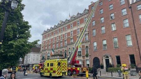 Firefighters rush to Shelbourne Hotel in Dublin