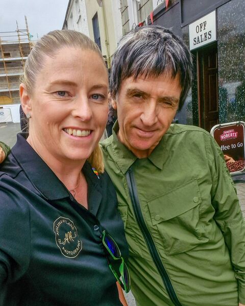 Photographer Aisling Hyland pictured with Johnny Marr