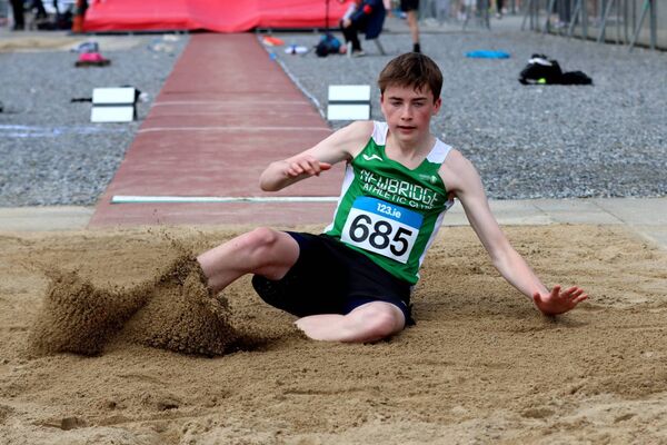 John Paul Archbold claims silver in the boys u16 Triple Jump Photo: Perri Williams