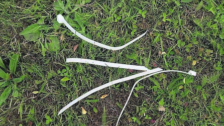 Election poster cable ties scattered around Green