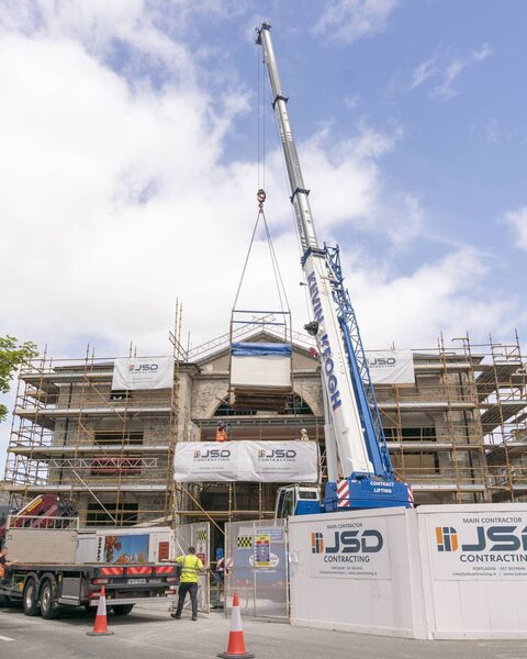 The cabin from 'Quest' was hoisted into the museum with the help of a crane