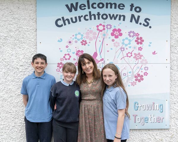 Principal Mairead Cummins pictured with Niall Kavanagh, Kayla Doogue and Labhaoise Hunter Principal Mairead Cummins pictured with Niall Kavanagh, Kayla Doogue and Labhaoise Hunter
