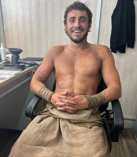 Gladiator II (2024) Paul Mescal in the makeup chair for Gladiator II (2024) Photo: Instagram Pedro Pascal/@pascalispunk Gladiator II (2024) Paul Mescal in the makeup chair for Gladiator II (2024) Photo: Instagram Pedro Pascal/@pascalispunk