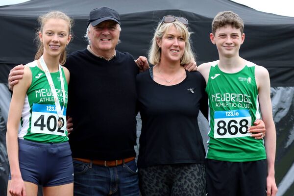 Ray Flynn, Irish Mile record holder, with his niece and nephew Rachael and Ronan Keaney and sister Lorraine Photo: Perri Williams Ray Flynn, Irish Mile record holder, with his niece and nephew Rachael and Ronan Keaney and sister Lorraine Photo: Perri Williams