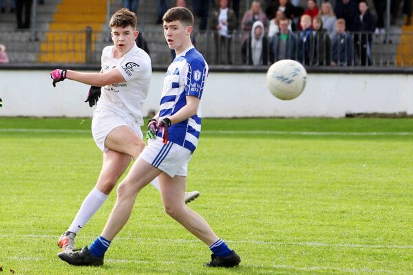 Tomo Culhane in action for Clane during the 2018 Minor A Football Championship final against Naas Photo: Piotr Kwasnik