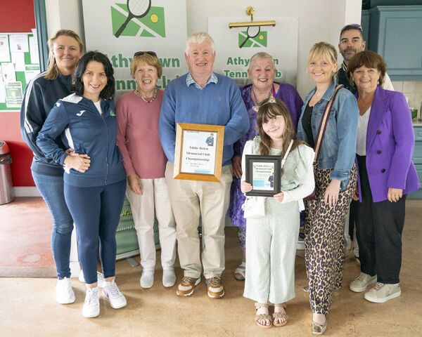 Members of Eddie Briens family at his Memorial Club Championship Tournament hosted by Athy Tennis Club