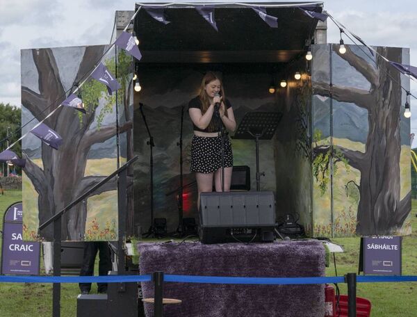 Zoe Doyle on stage in Festival in a Van in Castle Park Zoe Doyle on stage in Festival in a Van in Castle Park