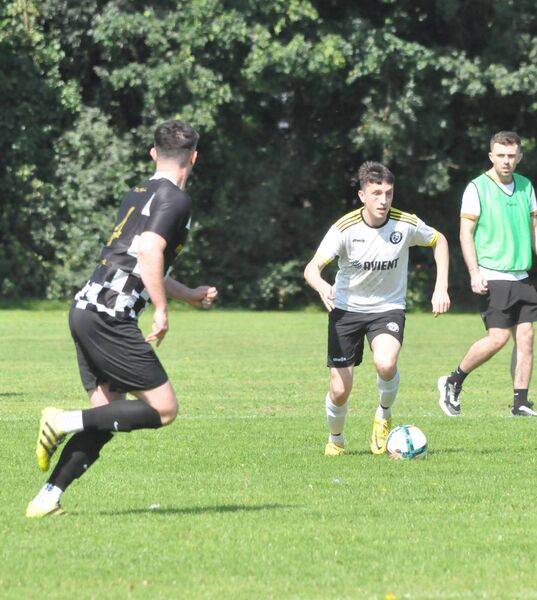 Naas Utd goalscorer Daragh Faherty on the ball Naas Utd goalscorer Daragh Faherty on the ball