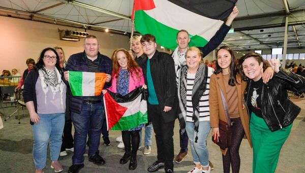 Shona Ni Rahaillaigh (pictured with Palestinian flag) called for a council meeting to be conducted in Irish Shona Ni Rahaillaigh (pictured with Palestinian flag) called for a council meeting to be conducted in Irish