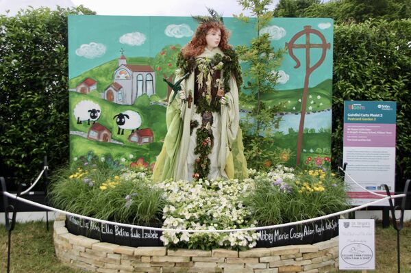 In June, Mr Dunne and 5th class pupils of St Brigid's Primary School, Kildare town created a postcard garden for Bloom titled 'The Cloak and The Oak', which features St Brigid