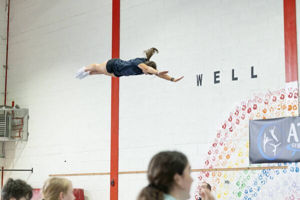 Aoibhinn flies through the air