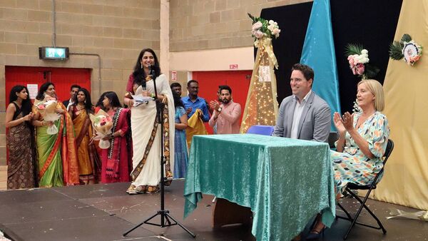 Minister Martin Heydon and Mayor of Kildare-Newbridge MD Cllr Peggy O'Dwyer at the Indian community event in Kilcullen