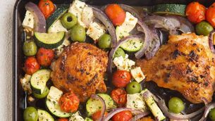 <p>Mediterranean sheet pan chicken</p>