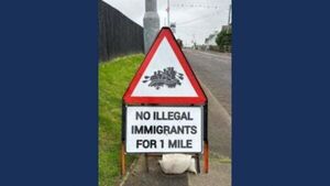 Police remove anti-immigration sign from Co Tyrone village