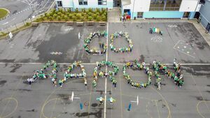 Castledermot students cheering on local athlete in the Paralympics