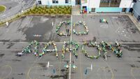 Castledermot students cheering on local athlete in the Paralympics