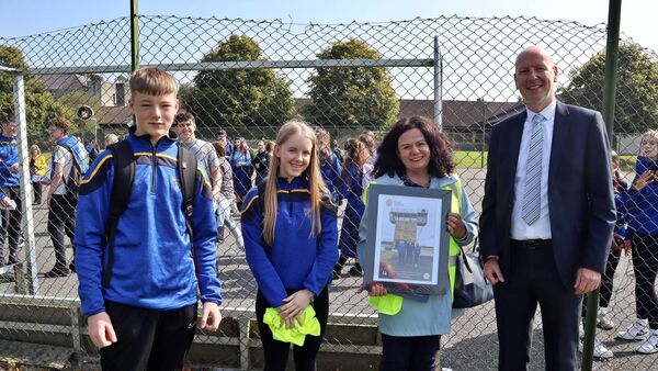  Oisin Monks and Tara McCormack with CPC TY Coordinator Glenda Groome and the college Principal Joe Leonard