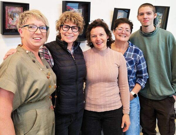 Artist Ciara O'Keefe, Cllr Aisling Moran, Sharon Harris-Byrne, Fiona O'Connell and Michael Harris-Byrne pictured at the exhibition launch in Abbeyleix 