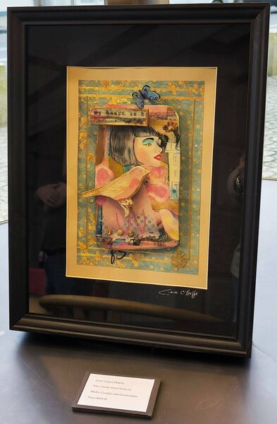 Clarity from Chaos is one of the ceramic and mixed media pieces on display at Abbeyleix Library 