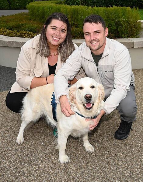Alison Byrne and Ryan Doyle with Marley 