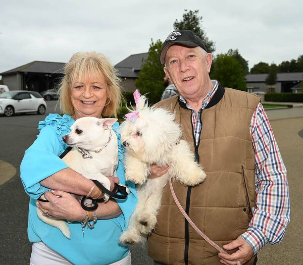 Margaret and Pat Reddon and their dogs Cheko and Daisy 