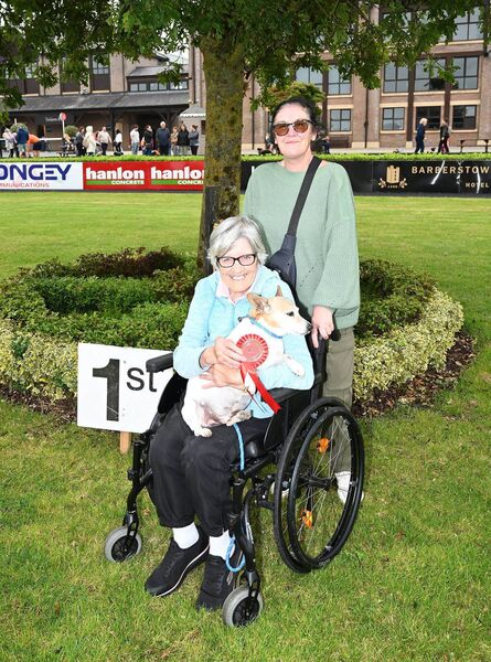 Carol Healy and Pamealy Dillon and their dog Buttons, winner of the Senior Citz Class