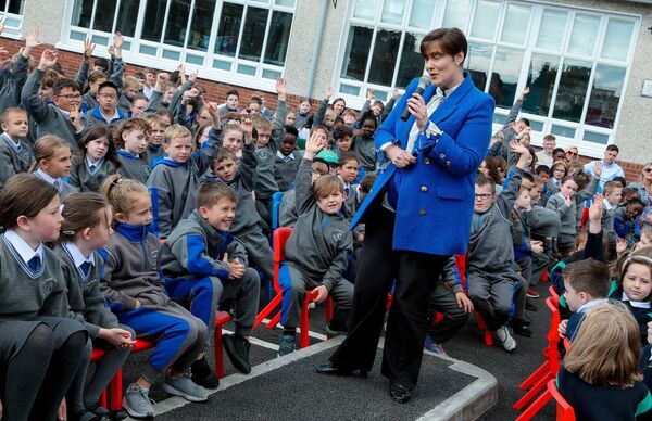 Minister Norma Foley chats to the students