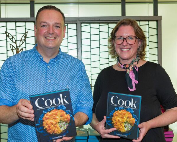 Author Graham Herterich and publisher Kristin Jensen, Nine Bean Rows Publishing House