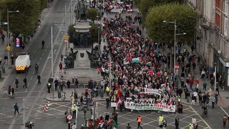 Protesters in Dublin mark one year of Israel-Hamas conflict