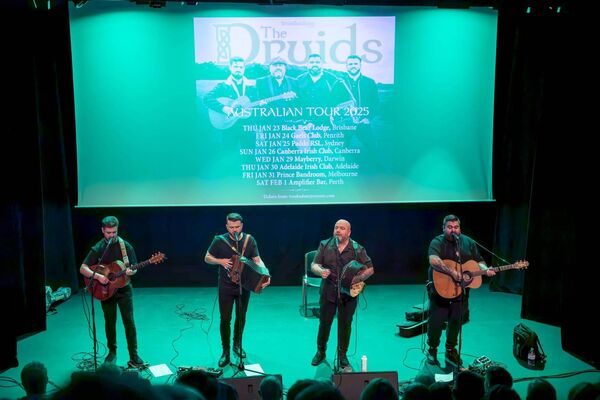 The Druids on stage in the Riverbank, Newbridge. Kevin Rooney, Neil Harney, Mick O Brien and Gary Lawlor