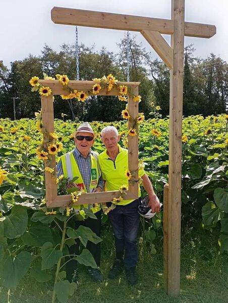 Locals Kevin Kelly and Joe Mitchell were regular visitors to the the Sunflower field