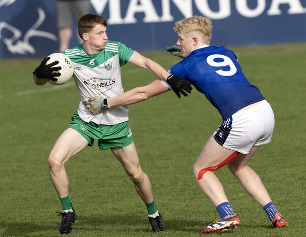 Confey's Phillip Hallinan and Castledermot'w Donnchadh Kinch Photo: Sean Brilly