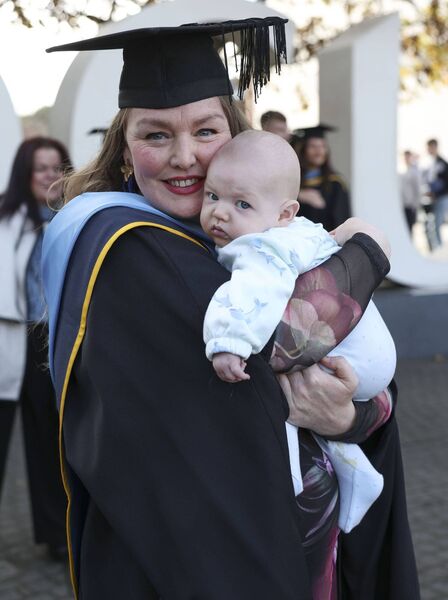 Laura Vaughan, Johnstown with her son Ewan Mc Donald (three months) who received a MA in Guidance Counselling during the October Graduation Celebrations in DCU 