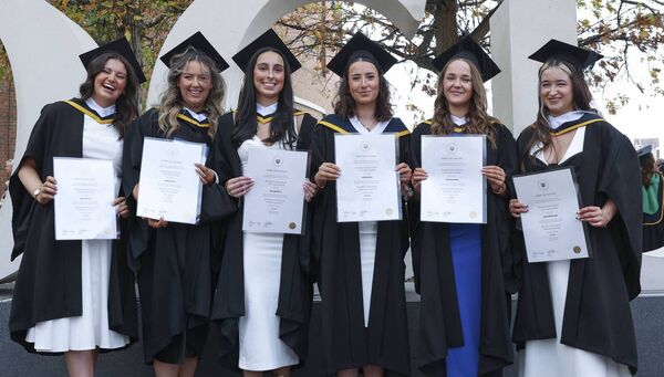 Kate Mooney, Leixlip; Abigail Brady, Dublin; Georgia Barry, Dublin; Ailbhe Reilly, Dublin; Chloe Connolly, Donegal;,and Aoife Mc Donagh, Maynooth, who recieved a BA in nGno agus Gaeilge,