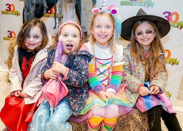 Sadhbh Pigott, Erin Conroy, Robyn Conroy and Olivia Pigott at Boo for Barretstown 