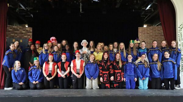 The cast and crew of CPC's Aladdin in rehearsal.