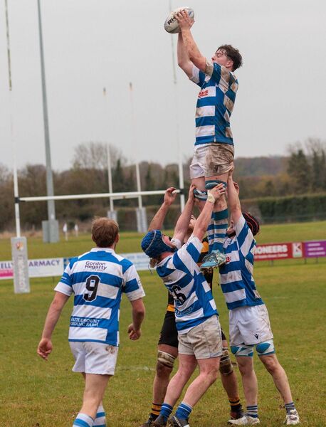 Athy’s James Sheedy superbly wins a lineout ball Photo: michaelorourkephotography.ie