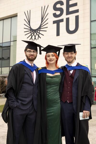 L-r Daniel Laffan from Dublin, Dayna Fly from Dublin and Blake Montgomery from Kildare, after graduating with a Bachelor of Engineering in Aircraft Systems 