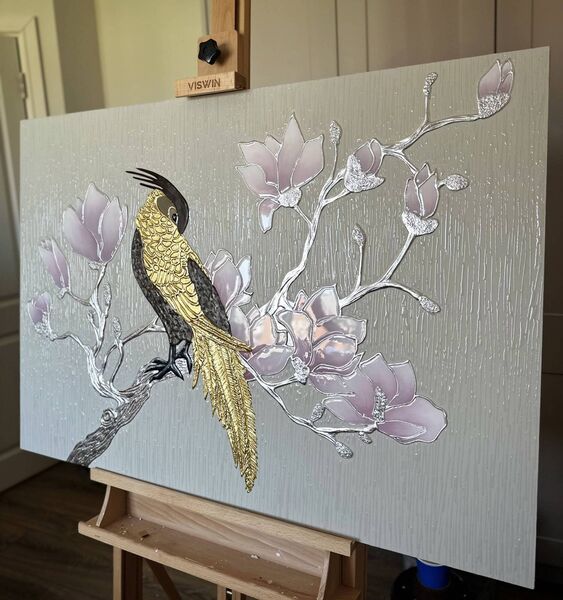 Pheasant sitting on a magnolia tree by Julianna's Art will feature at Art Source in the RDS, which opens on Friday, November 15