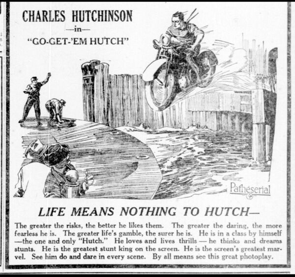An newspaper advertisment for Go-Get-'Em Hutch which played in the Athy Picture Palace on its opening day