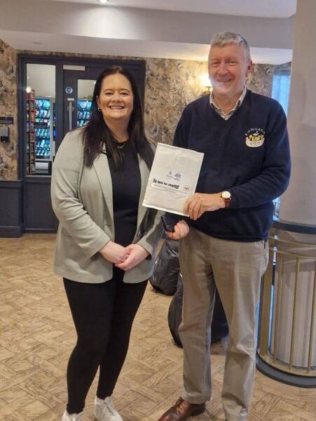 Springfield Hotel's Edel Balfe presenting a cheque to John Kane, chairman of KWWSPCA Springfield Hotel's Edel Balfe presenting a cheque to John Kane, chairman of KWWSPCA