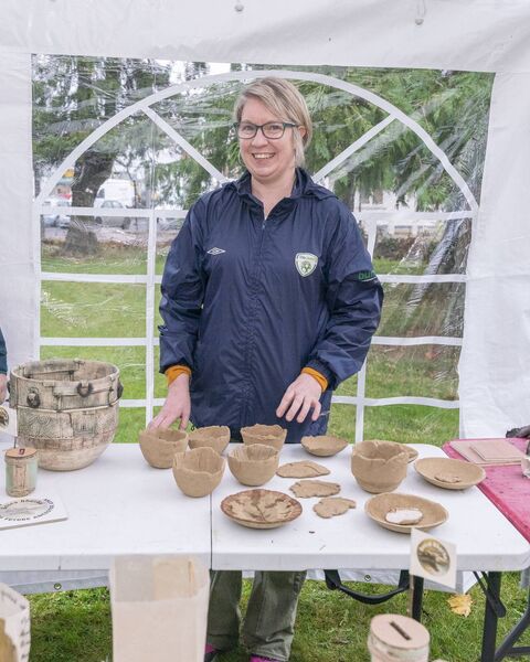 Ciara O'Keeffe made plates from the clay from the Slieve Blooms that will be broken and returned to the Barrow Ciara O'Keeffe made plates from the clay from the Slieve Blooms that will be broken and returned to the Barrow