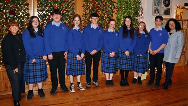 The TY group who created the theme for the evening with Georga Dowling and TY Coordinator Glenda Groome.