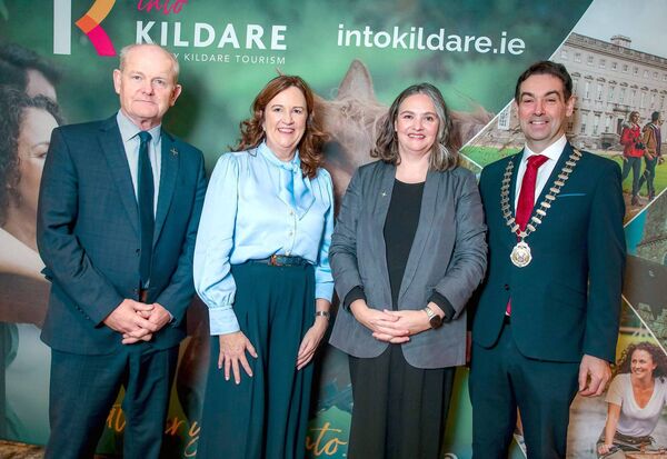 David Mongey (Chairperson Into Kildare), Áine Mangan (CEO Into Kildare), Sonia Kavanagh (CEO Kildare County Council) and Cathaoirleach of County Kildare. Cllr Joe Neville 