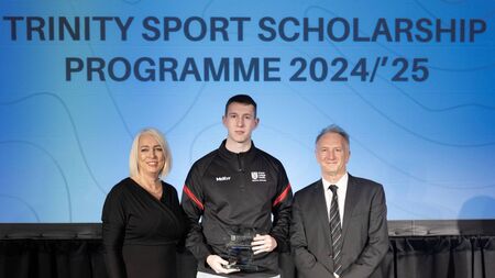 Kildare athletes Grace Moloney, Cian Tiernan and William MacDonald Hughes celebrated at Trinity College Dublin Sport Scholarship Ceremony