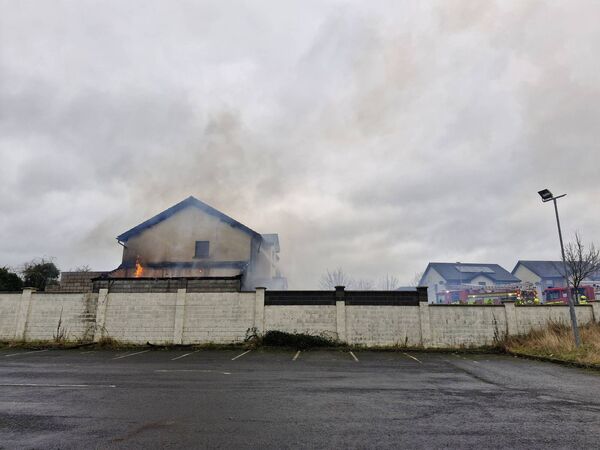 The extension to the home has been badly damaged in the blaze