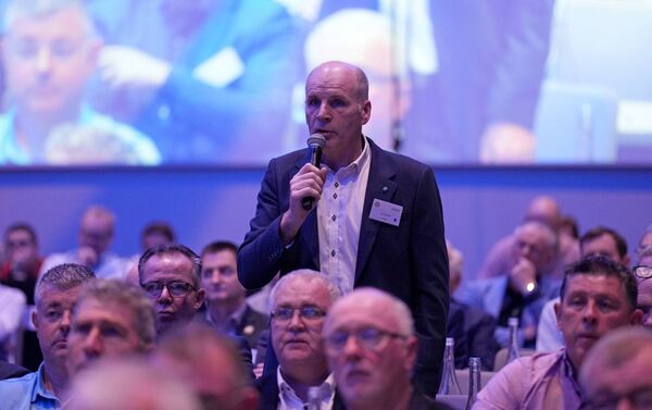 Kildare representative Ger Donnelly speaking at Special Congress in Croke Park today Photo: ©INPHO/James Lawlor