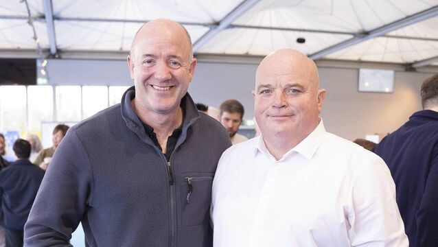 <p>Cathal Berry and Mark Wall at Punchestown on Sunday. Berry's transfers would prove crucial to Wall taking a seat</p>